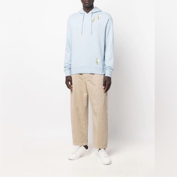 Sandro Light Blue Lily Flower Hoodie - Picture 2 of 6